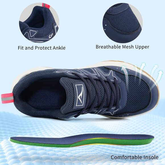 Women's Sneakers Walking Shoes Slip on Cushion Tennis Shoe Workout Gym Blue - Picture 5 of 7